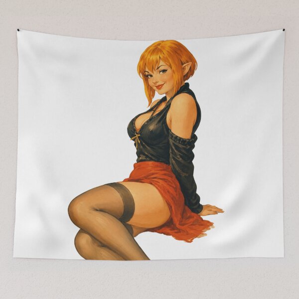 Item preview, Vintage Elf Pin Up Girl | Fantasy Elven Beauty Original Illustration designed and sold by Cosplayvintage.