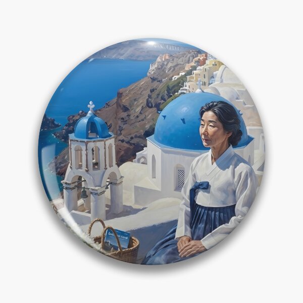 Item preview, Hanbok in Santorini: A Serene Moment by the Aegean Sea designed and sold by SOOstudio73.