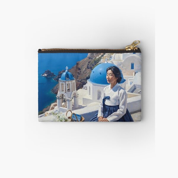 Item preview, Hanbok in Santorini: A Serene Moment by the Aegean Sea designed and sold by SOOstudio73.