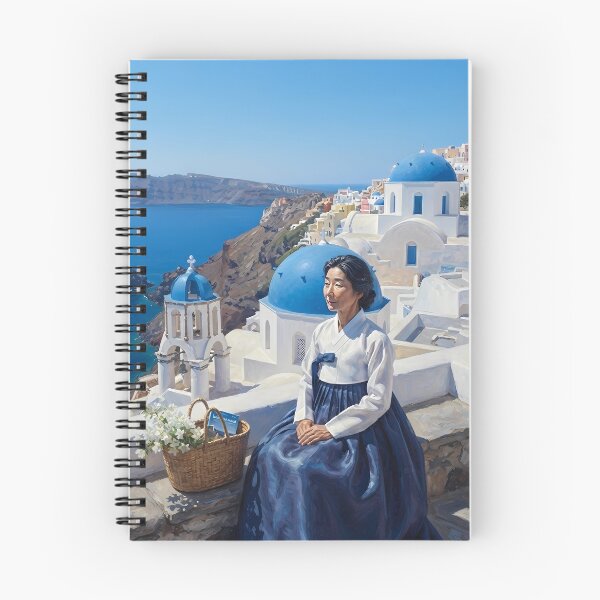 Item preview, Hanbok in Santorini: A Serene Moment by the Aegean Sea designed and sold by SOOstudio73.