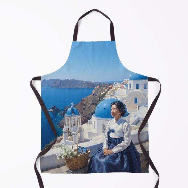 Item preview, Hanbok in Santorini: A Serene Moment by the Aegean Sea designed and sold by SOOstudio73.