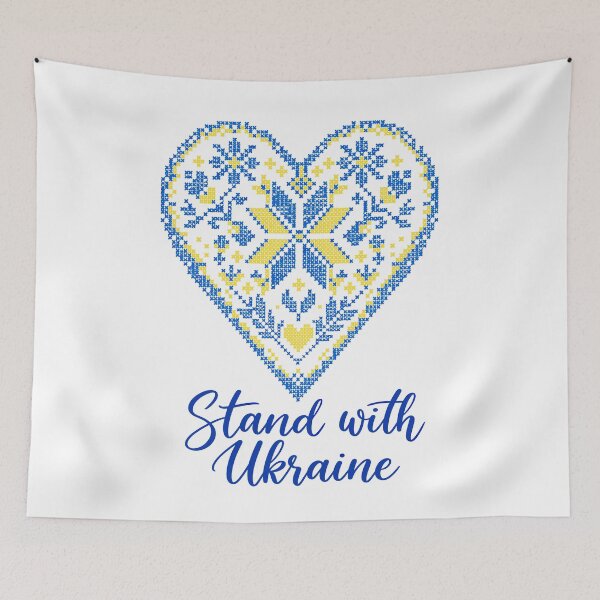 Item preview, Ukrainian Heart Cross Stitch Stand With Ukraine designed and sold by ML-Media.