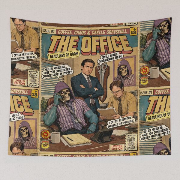 Item preview, Skeletor at The Office Vintage Retro Comic Cover Art designed and sold by Back2Collage.