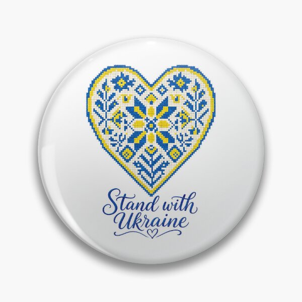 Item preview, Stand With Ukraine Blue and Yellow Heart Embroidery designed and sold by ML-Media.