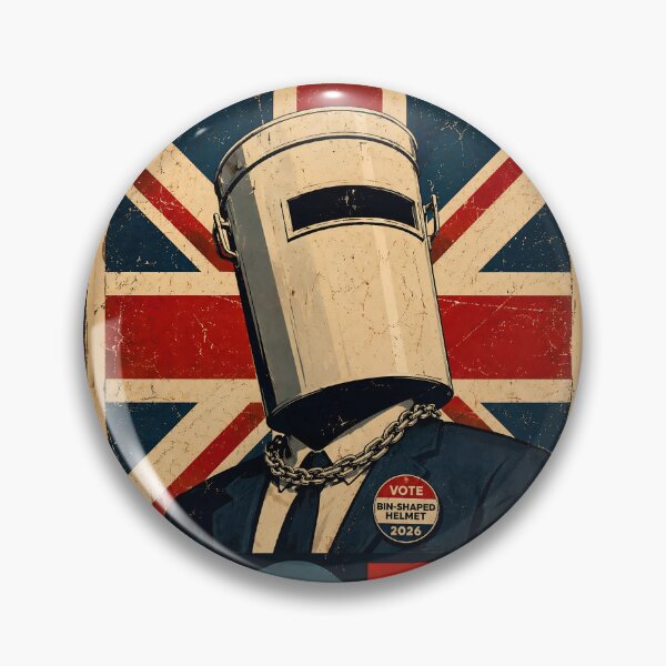 Item preview, Hope Bin-Shaped Helmet 2026 Retro UK Election Poster | Funny Political Satire | Vintage British Campaign Design designed and sold by Bhaskar Digital Art.