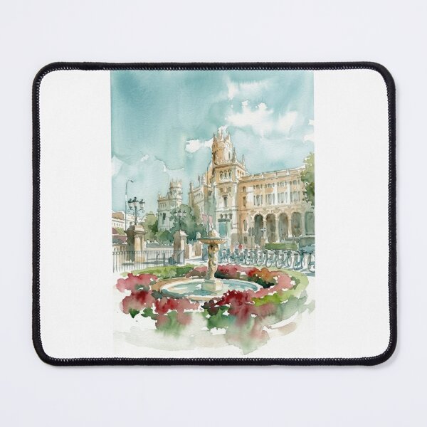 Item preview, Cibeles Palace Madrid Watercolor Painting designed and sold by caracatita75.
