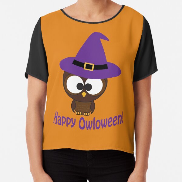 Happy Owloween Cute Halloween Owl Witch Chiffon Top