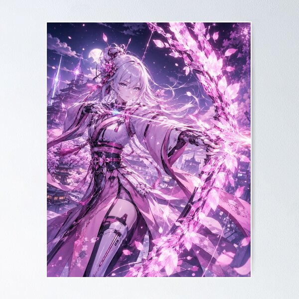 Item preview, Sakura Pulse Archer – Original Futuristic Anime Girl with Energy Bow designed and sold by Sticleg.