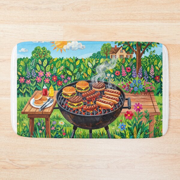 Aperçu de l'œuvre Summer Family Hamburger Hotdog Barbecue créée et vendue par Home Decor Art.