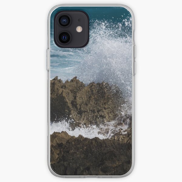 Wave Action - Jagged Lava Rocks and Spume - Act Two iPhone Soft Case