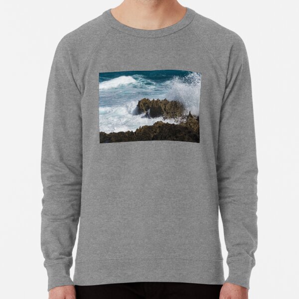 Wave Action - Jagged Lava Rocks and Spume - Act Two Lightweight Sweatshirt