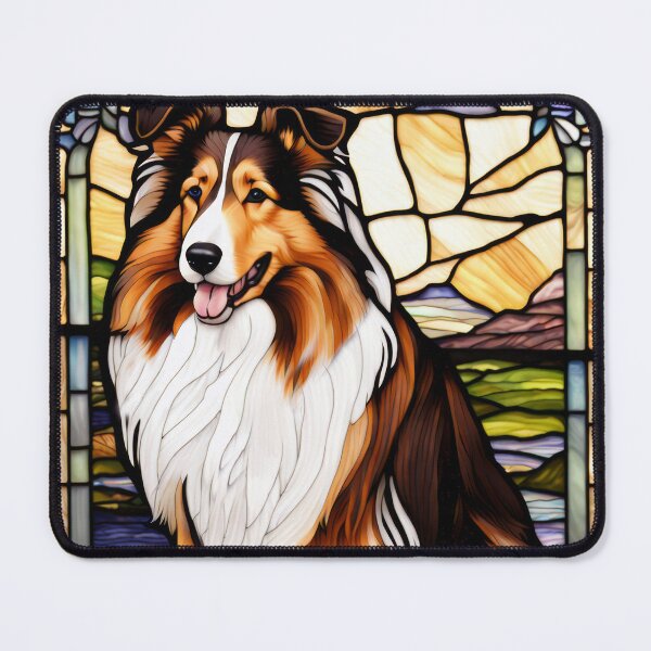 Item preview, Collie Dog Stained Glass Art Mosaic Portrait designed and sold by pinkal.
