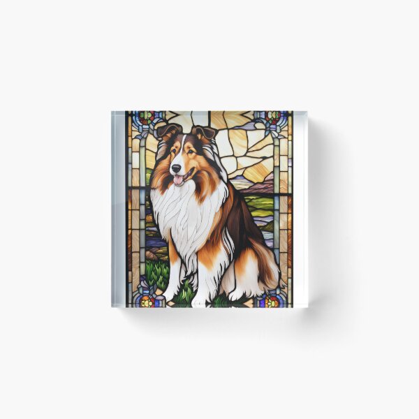 Item preview, Collie Dog Stained Glass Art Mosaic Portrait designed and sold by pinkal.