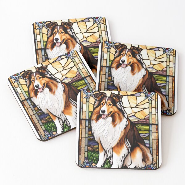 Item preview, Collie Dog Stained Glass Art Mosaic Portrait designed and sold by pinkal.