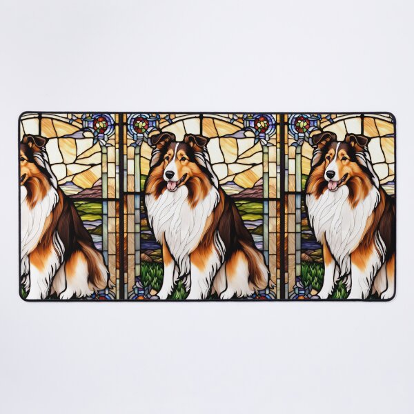 Item preview, Collie Dog Stained Glass Art Mosaic Portrait designed and sold by pinkal.