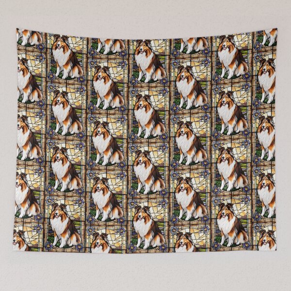 Item preview, Collie Dog Stained Glass Art Mosaic Portrait designed and sold by pinkal.