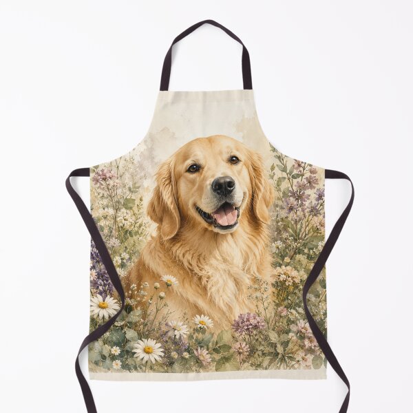 Item preview, Golden Retriever among wildflowers | Watercolor botanical illustration designed and sold by Creative-Tin.
