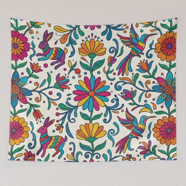 Item preview, Mexican Folk Art Animal & Floral Seamless Pattern | Colorful Otomi-Inspired Botanical Design designed and sold by lavanya11.