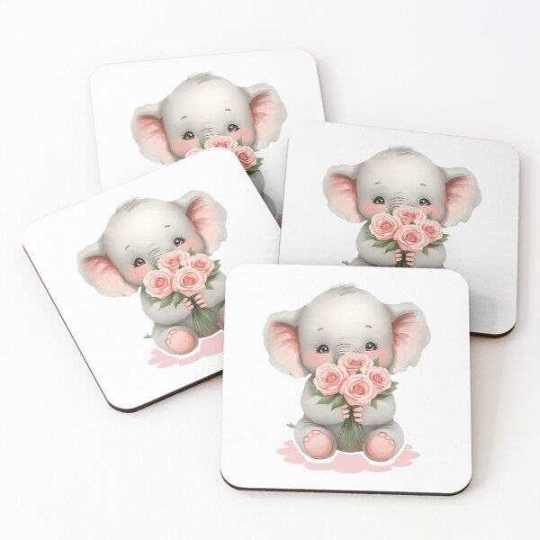 Item preview, A Sweet Charming Baby Elephant - Romantic Pastel Pink designed and sold by DigitfanStudio.