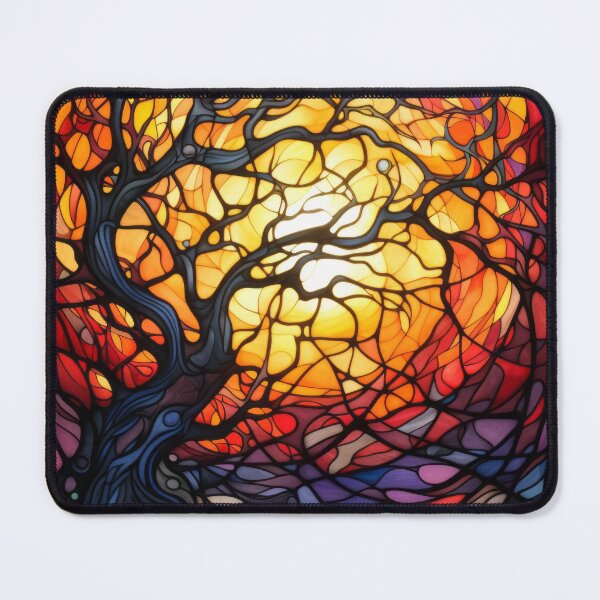 Item preview, Tree of Life Stained Glass Art Abstract Mosaic Landscape designed and sold by pinkal.