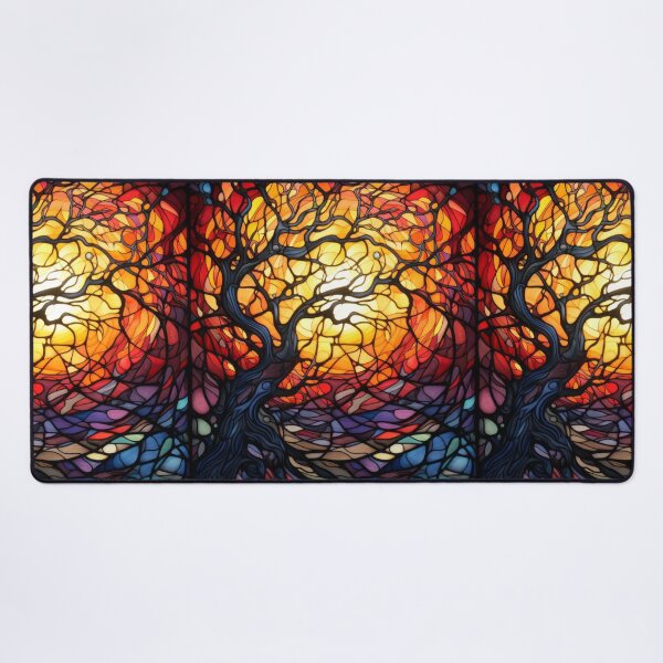 Item preview, Tree of Life Stained Glass Art Abstract Mosaic Landscape designed and sold by pinkal.