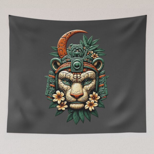 Item preview, Elysium Echoes - Mayan Jaguar Warrior Totem | Vintage Shabby Chic Enamel 02 designed and sold by Shift-Bloom.