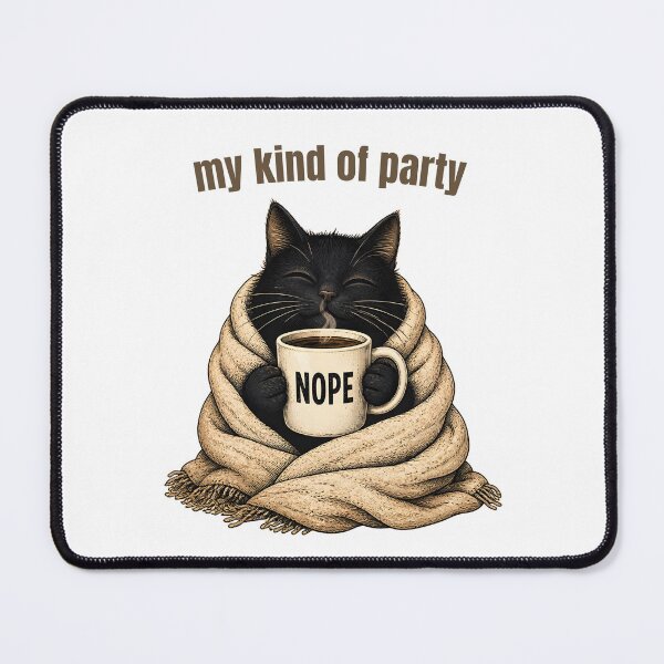 Item preview, Gift For Introvert Women My Kind Of Party Black Cat Cozy designed and sold by WonderMugStudio.