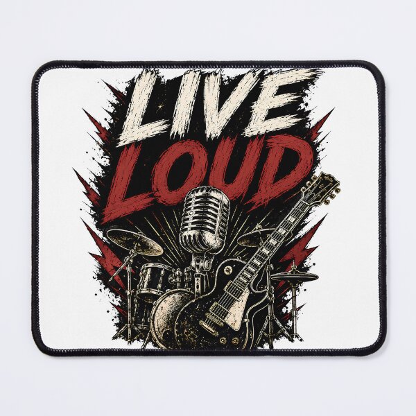 Item preview, Live Loud | Vintage Rock Guitar & Microphone Music T-Shirt designed and sold by CalmMandala.