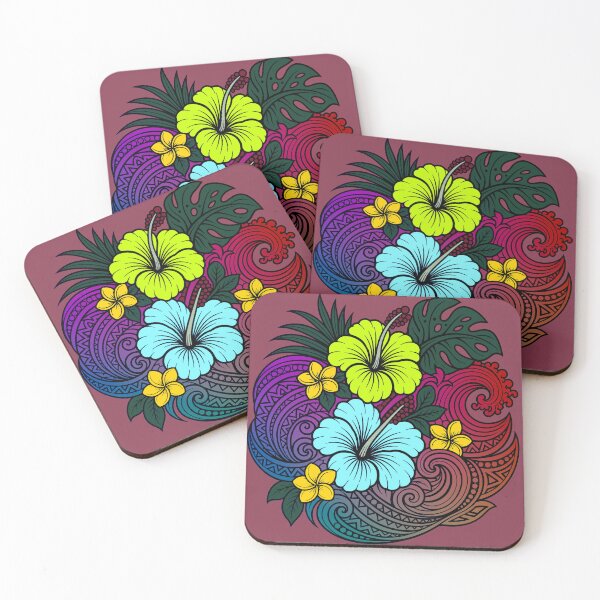 Item preview, Tropical Tribal Wave Floral Hibiscus Island Art designed and sold by The Fine Print by BassAddict.