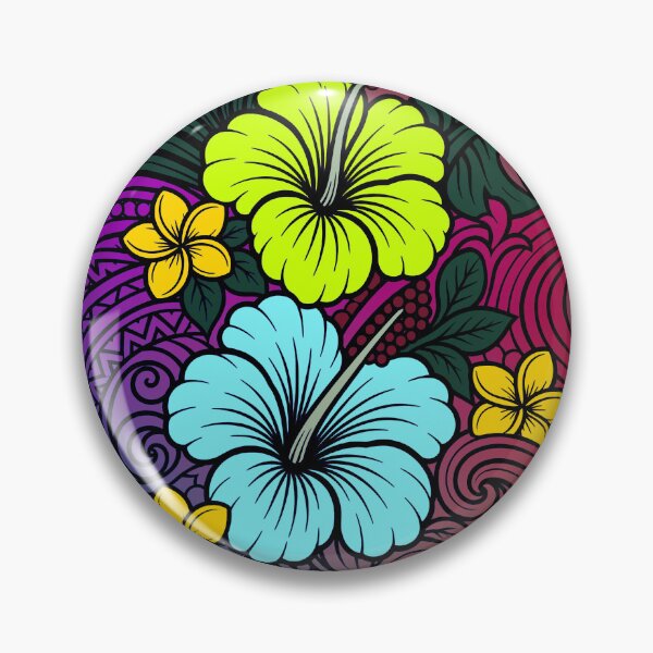 Item preview, Tropical Tribal Wave Floral Hibiscus Island Art designed and sold by The Fine Print by BassAddict.