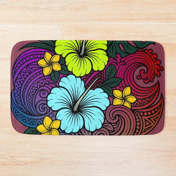 Item preview, Tropical Tribal Wave Floral Hibiscus Island Art designed and sold by The Fine Print by BassAddict.