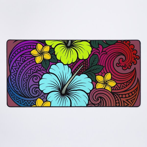 Item preview, Tropical Tribal Wave Floral Hibiscus Island Art designed and sold by The Fine Print by BassAddict.