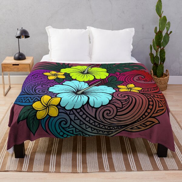 Item preview, Tropical Tribal Wave Floral Hibiscus Island Art designed and sold by The Fine Print by BassAddict.