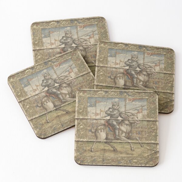Item preview, Medieval Cat Jouster Charging on a War-Goat Manuscript Art designed and sold by PictorialWhimsy.