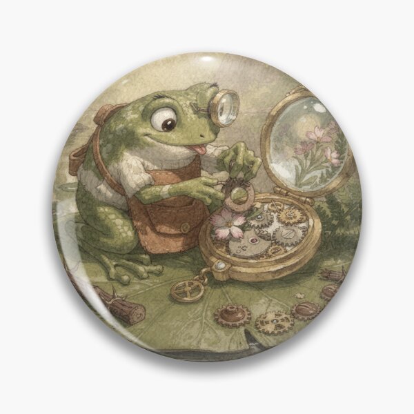Item preview, Frog Watchmaker Fixing a Dewdrop Clock designed and sold by PictorialWhimsy.