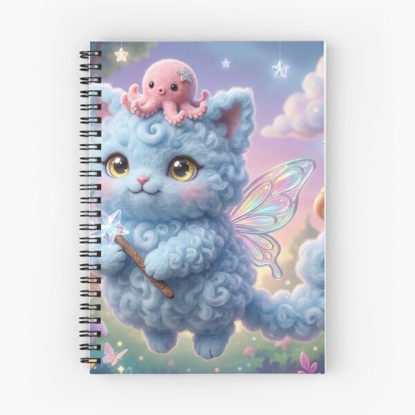 Item preview, Whimsical Fairy Cat with Star Wand and Pink Octopus designed and sold by xsctasy.
