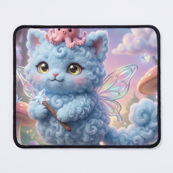 Item preview, Whimsical Fairy Cat with Star Wand and Pink Octopus designed and sold by xsctasy.