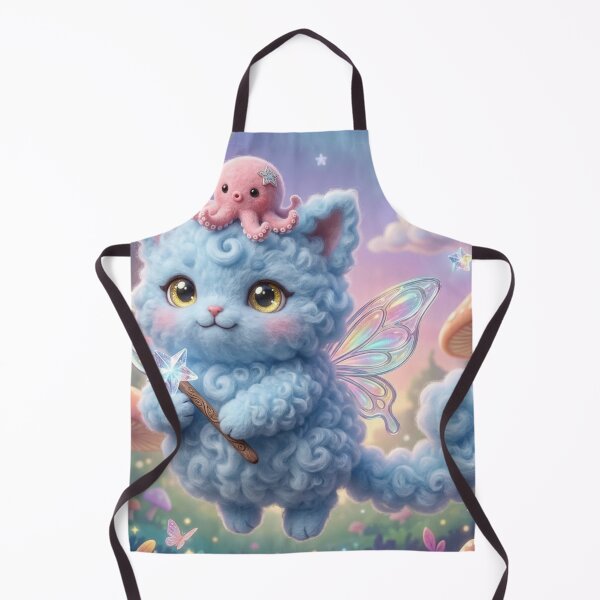 Item preview, Whimsical Fairy Cat with Star Wand and Pink Octopus designed and sold by xsctasy.