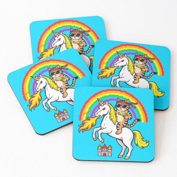 Item preview, Badass Cat Riding Unicorn designed and sold by TheSamuraiCat.