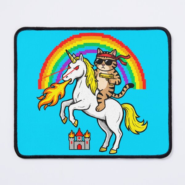 Item preview, Badass Cat Riding Unicorn designed and sold by TheSamuraiCat.