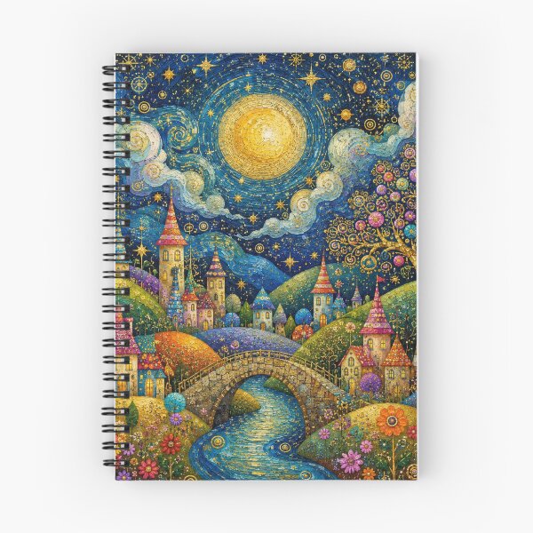 Item preview, Moonlit Fairytale Village Fantasy Art designed and sold by Yves Artico.