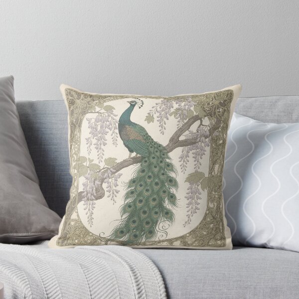 Item preview, Art Nouveau Peacock Among Wisteria in Gold designed and sold by PictorialWhimsy.