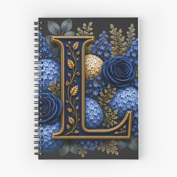Item preview, Elegant Letter L Monogram with Blue Hydrangeas & Gold Botanical Design | Luxury Floral Initial Art designed and sold by MoodLay.