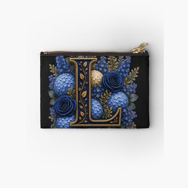 Item preview, Elegant Letter L Monogram with Blue Hydrangeas & Gold Botanical Design | Luxury Floral Initial Art designed and sold by MoodLay.