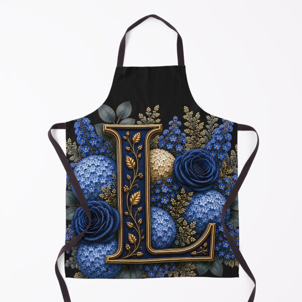 Item preview, Elegant Letter L Monogram with Blue Hydrangeas & Gold Botanical Design | Luxury Floral Initial Art designed and sold by MoodLay.
