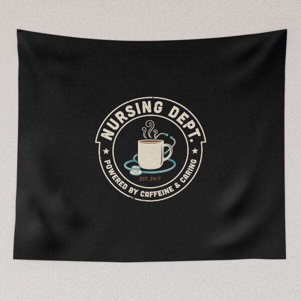 Item preview, Nursing Dept Powered By Caffeine and Caring Steaming Mug designed and sold by Enea Kelo.