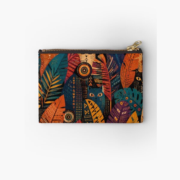 Item preview, Tribal Cats Among Patterned Tropical Leaves designed and sold by Mindworx21.