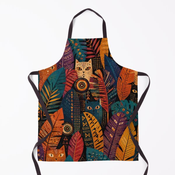 Item preview, Tribal Cats Among Patterned Tropical Leaves designed and sold by Mindworx21.