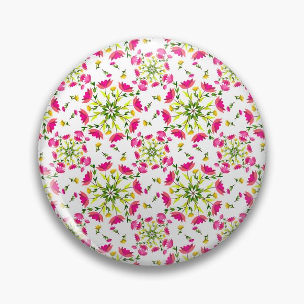 Item preview, Pink Floral Mandala Seamless Pattern with Blooming Wild Flowers on White Background, Decorative Vector Botanical Textile Print designed and sold by AjjimaJKM.