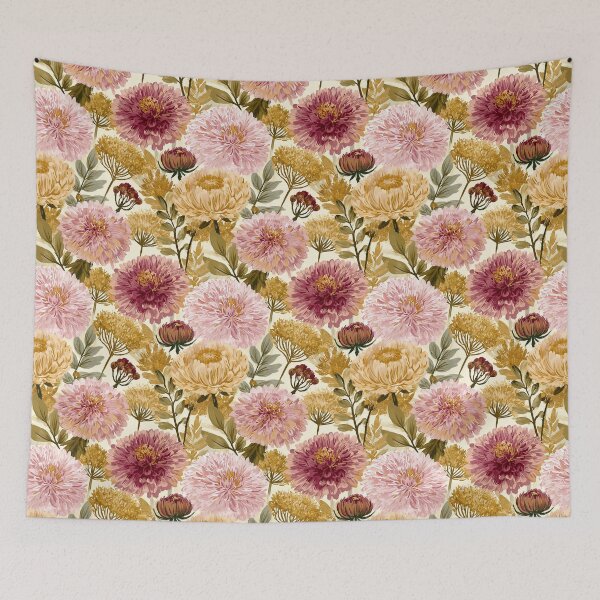 Item preview, Lush Dahlias  - Botanical Garden Pattern  - Birthday Gift For Wife designed and sold by RoyalStarsPatts.